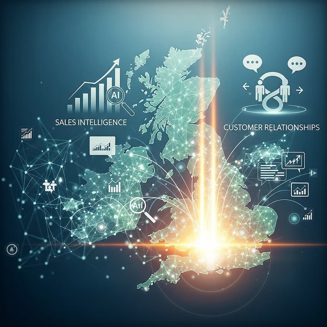 Professional AI consultant working with business clients in modern office